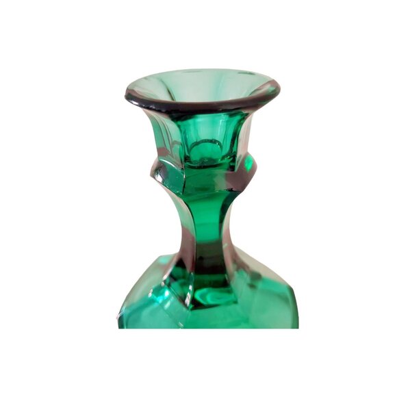 Emerald Green Glass Candlestick Holders – Set of 3 Vintage Taper Candle Holders - Picture 6 of 9